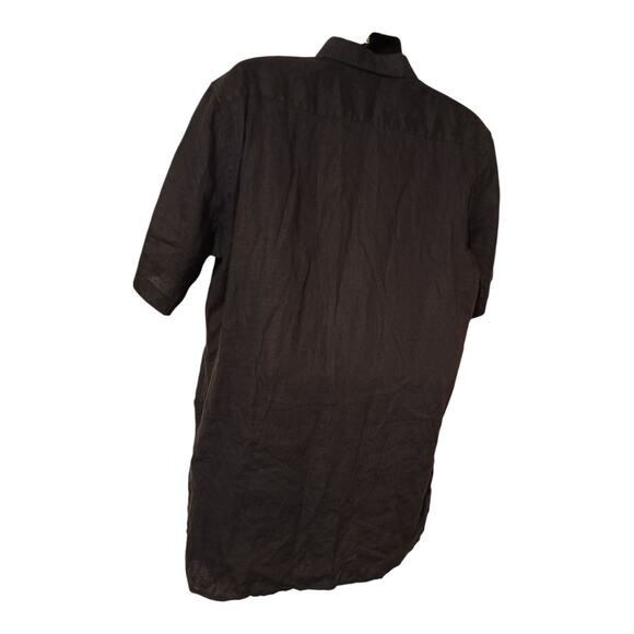 Joseph Abboud Navy 100% Linen Button Up Short Sleeve Shirt Men's Size XLT EUC - Picture 5 of 9